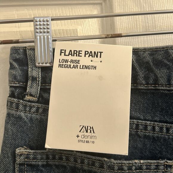 ZARA Flare Jeans Low Rise Blue Women’s Size 8 Regular Length Denim NWT - Picture 10 of 16